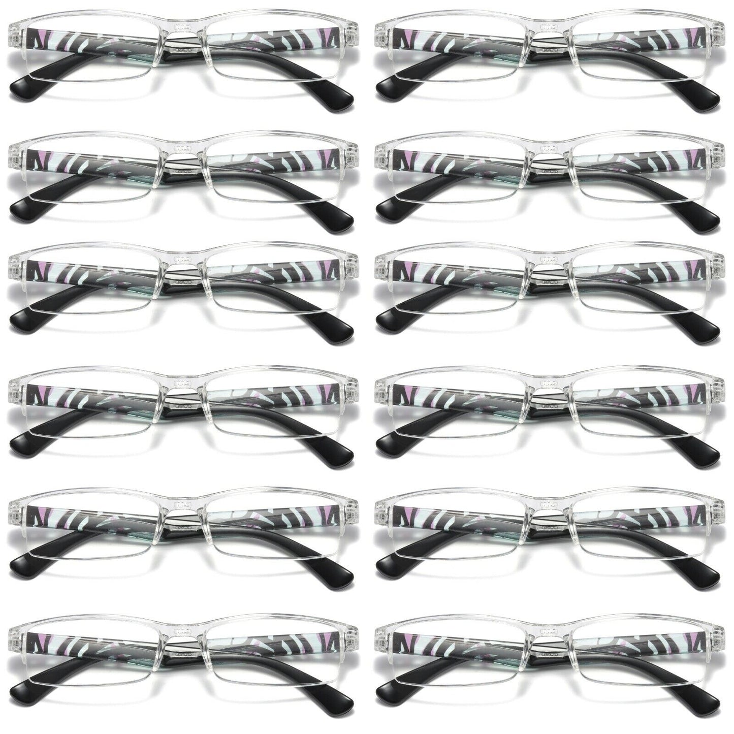 12PK Men Women Rectangle Half Frame Blue Light Blocking Reading Glasses Readers