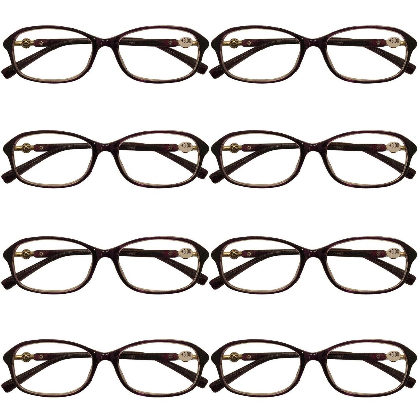 8 Packs Womens Oval Frame Reading Glasses Lightweight Classic Style Readers