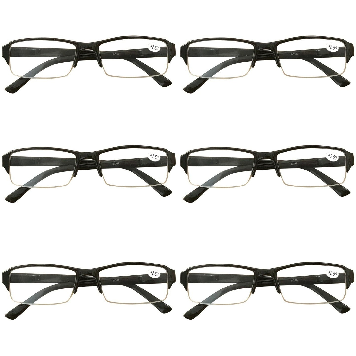 6 Packs Mens Womens Rectangle Frame Reading Glasses Blue Light Blocking Readers