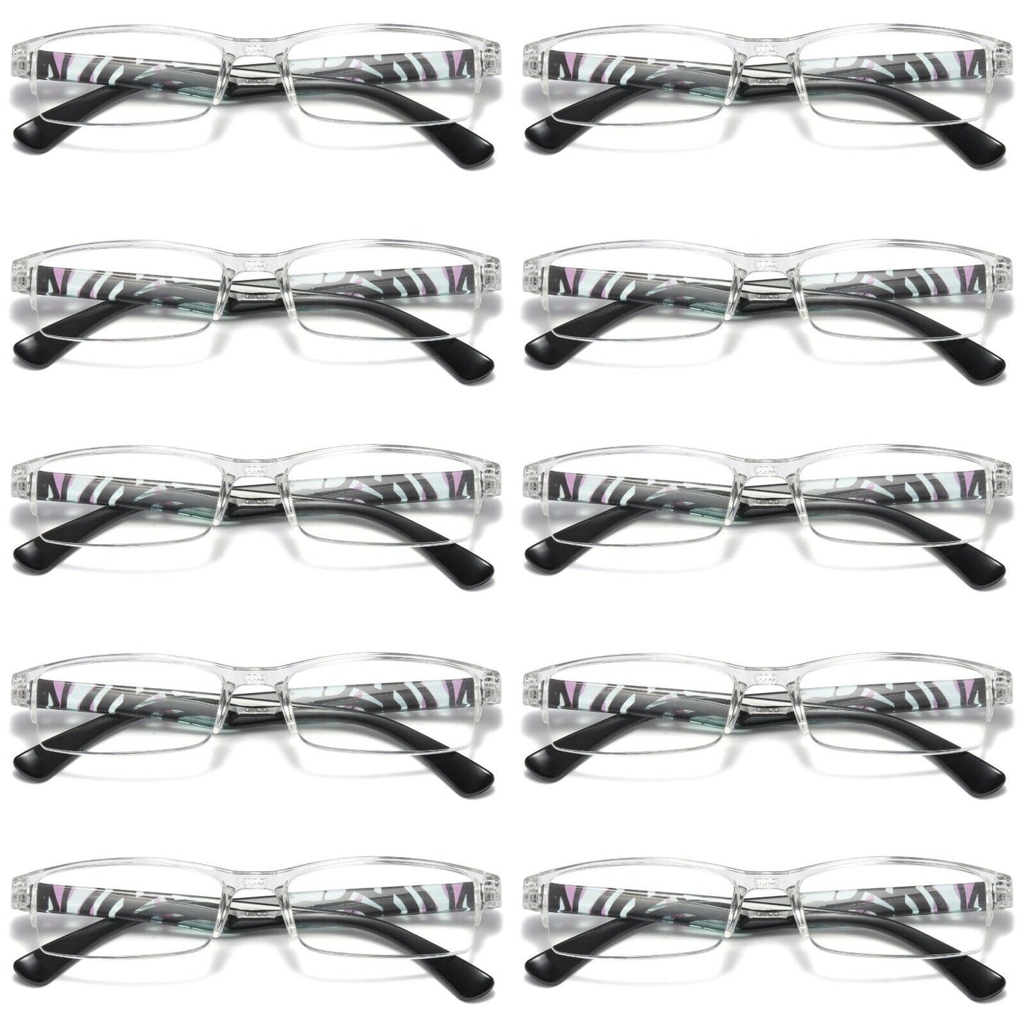 10PK Men Women Rectangle Half Frame Blue Light Blocking Reading Glasses Readers