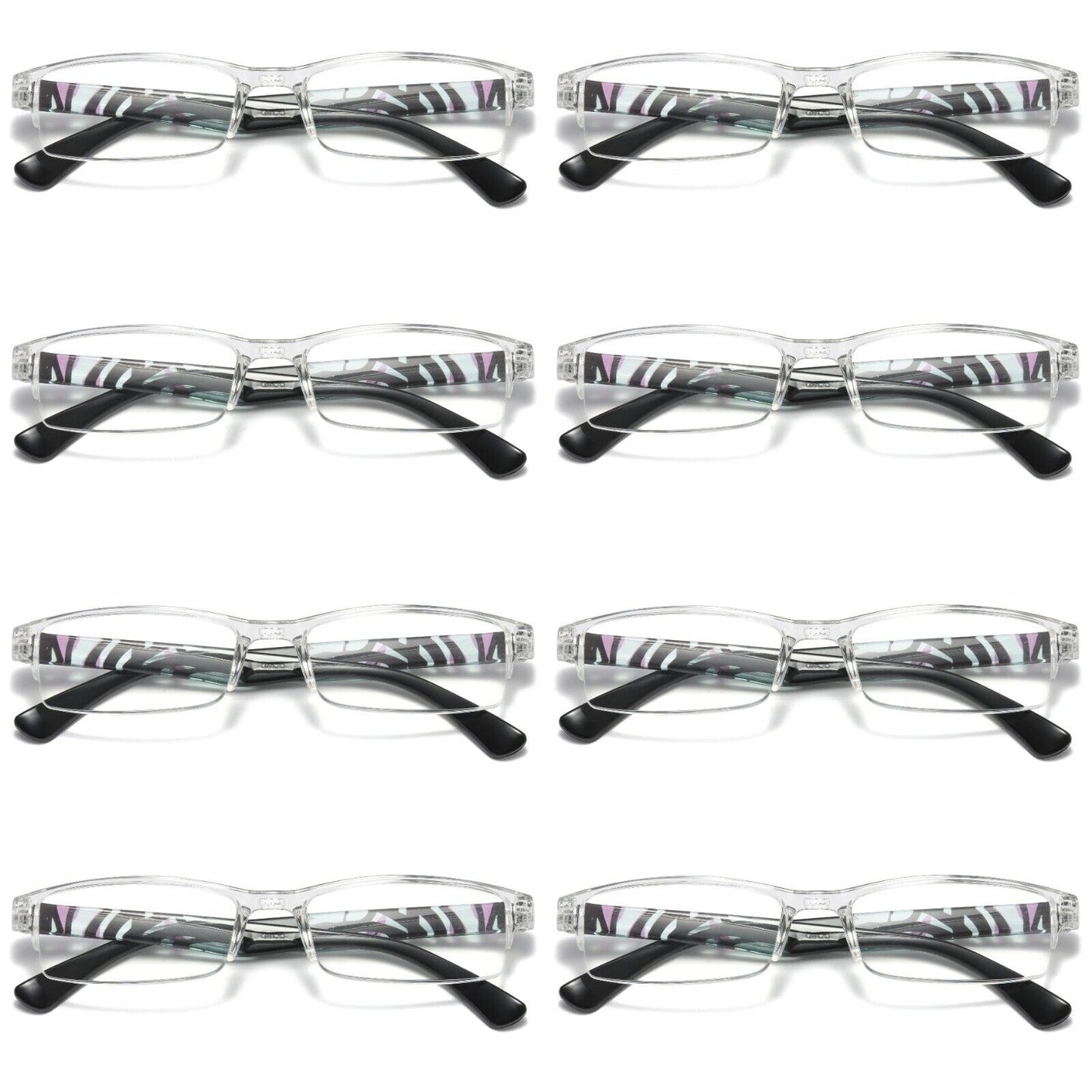 8 PK Men Women Rectangle Half Frame Blue Light Blocking Reading Glasses Readers
