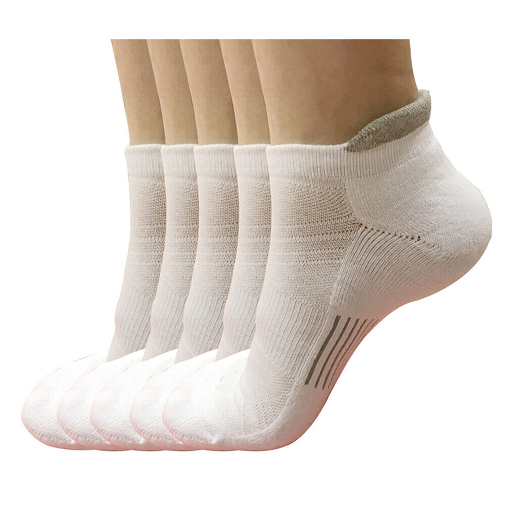 Lot 1-12 Mens Low Cut Ankle Cotton Athletic Cushion Sport Running Socks White