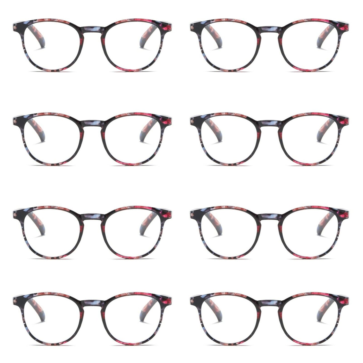 8PK Ladies Womens Round Blue Light Blocking Reading Glasses Spring Hinge Readers