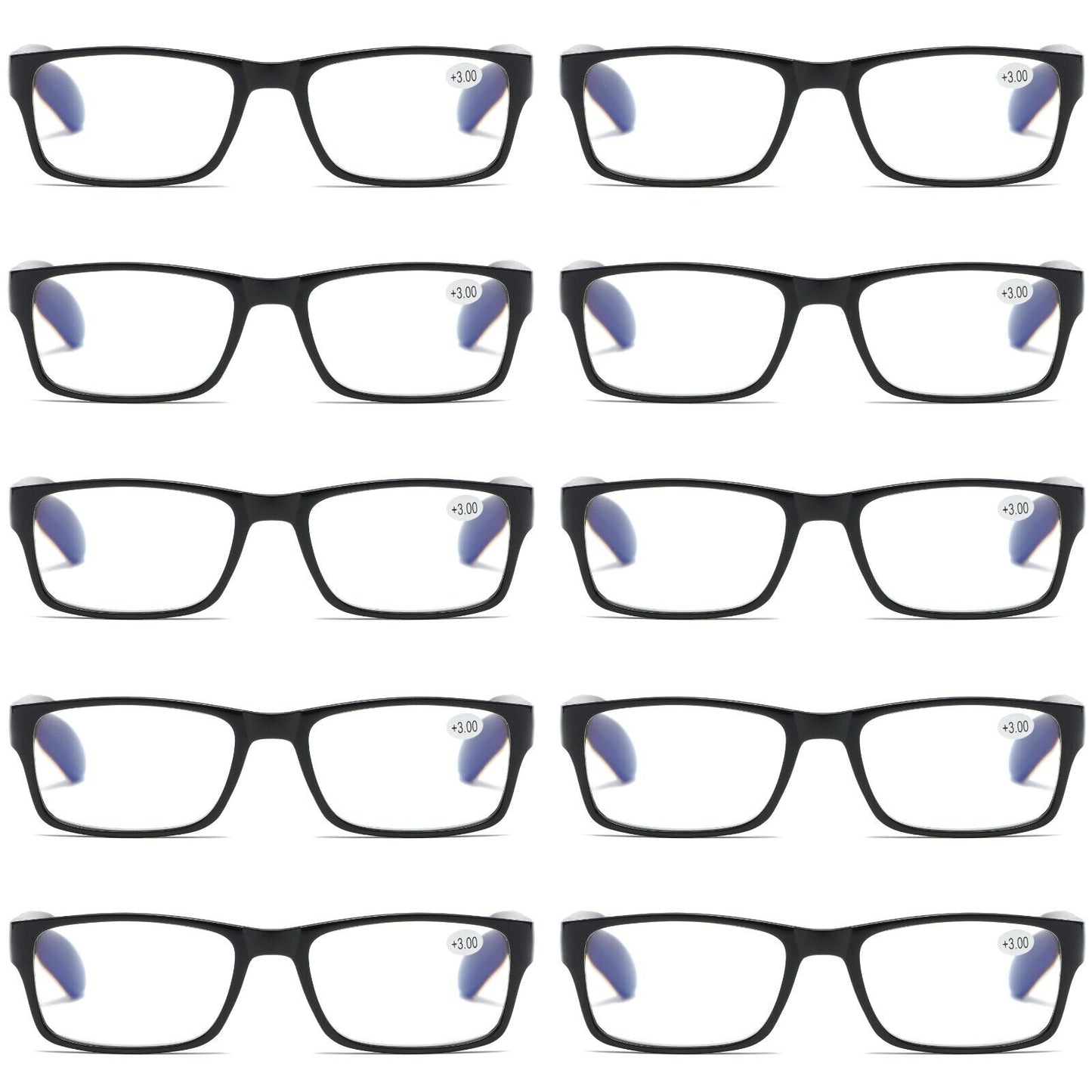 10 PK Unisex Anti Blue Light Reading Glasses Spring Hinge Readers for Men Women