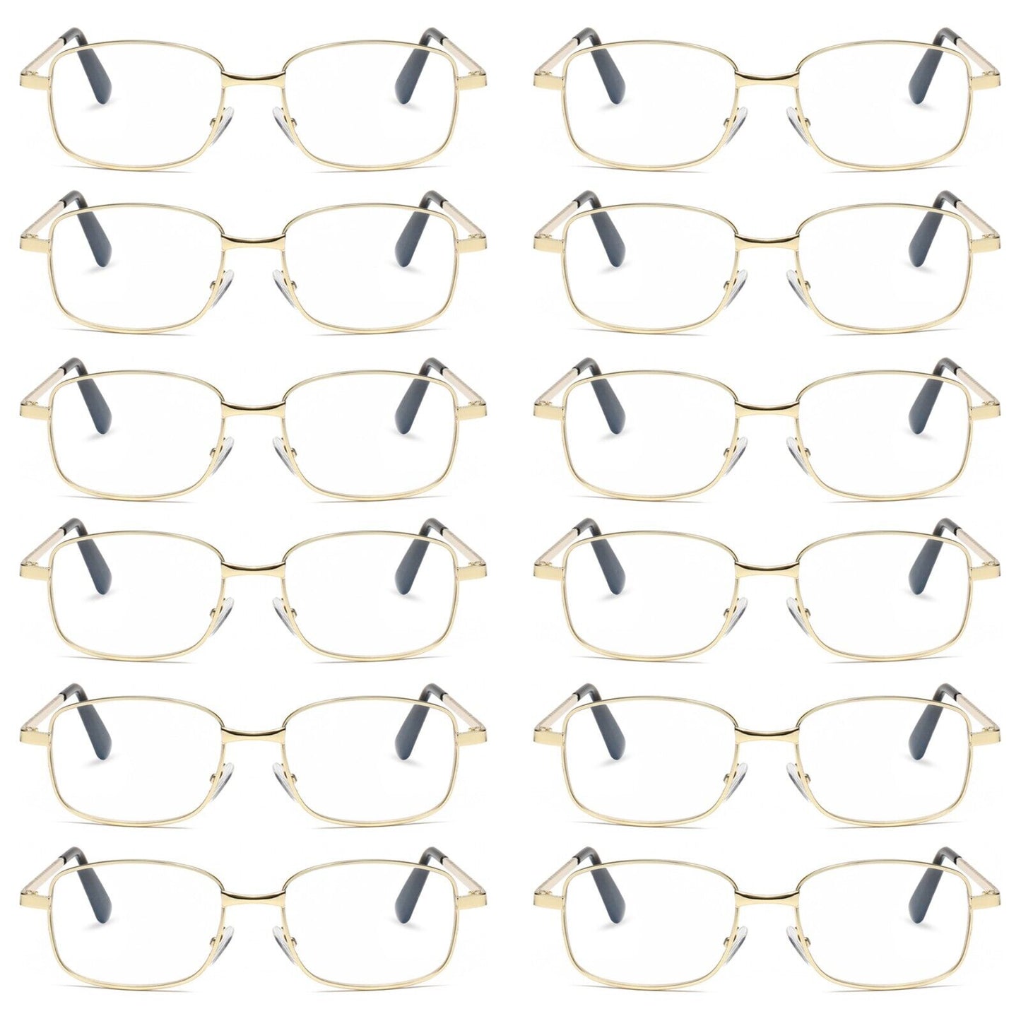 12 PK Mens Womens Metal Frame Clear Lens Reading Glasses Fashion Classic Readers