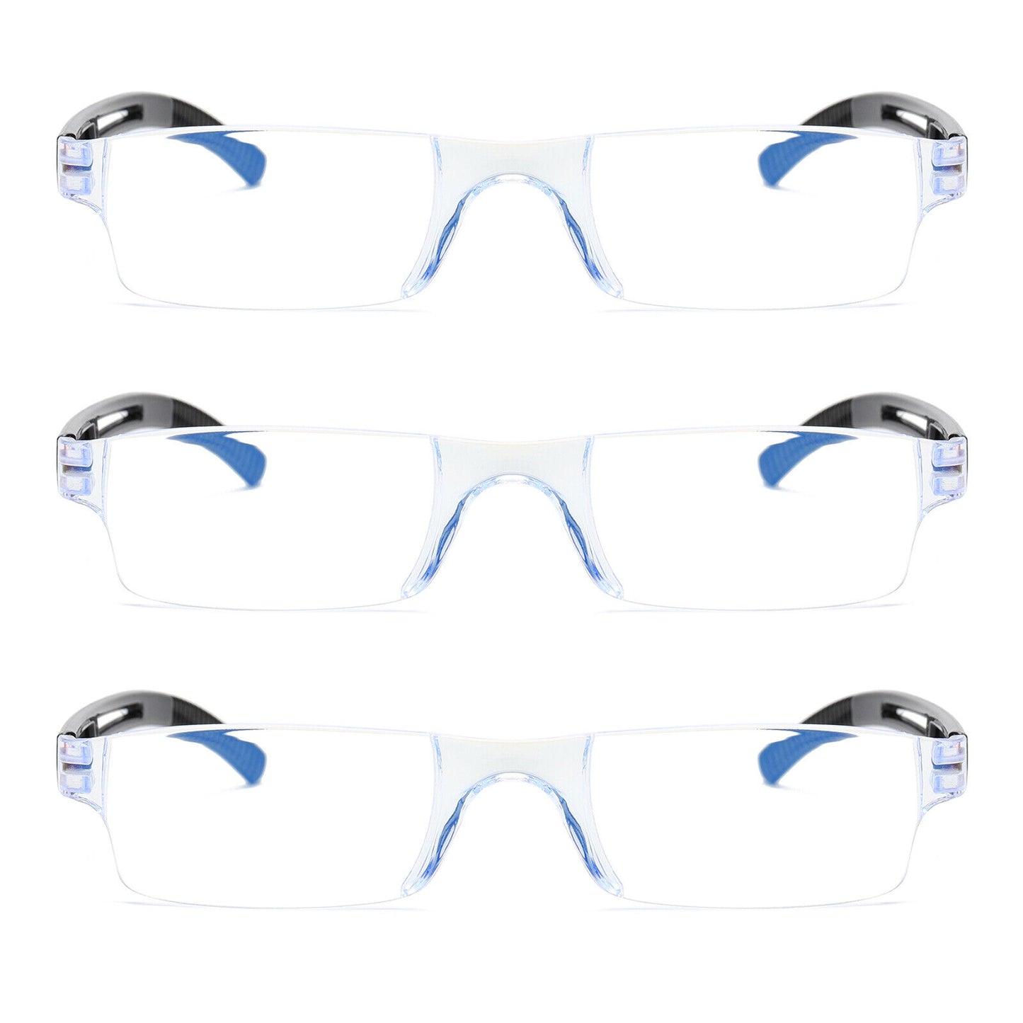 3PK Rimless Unisex Anti Blue Light Reading Glasses Blue Tinted Reader Men Women
