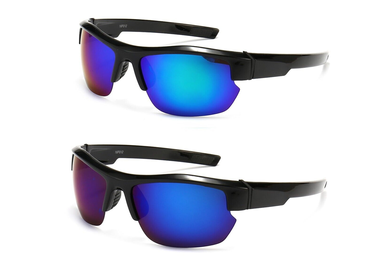 2PK Men Sport Sunglasses Polarized Wrap Around HD Mirror for Cycling Driving