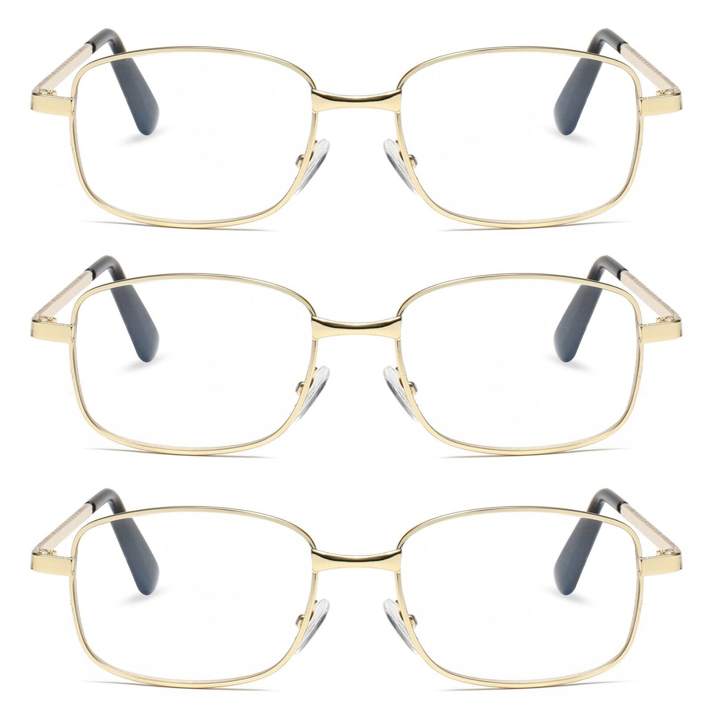 3 PK Mens Womens Metal Frame Clear Lens Reading Glasses Fashion Classic Readers