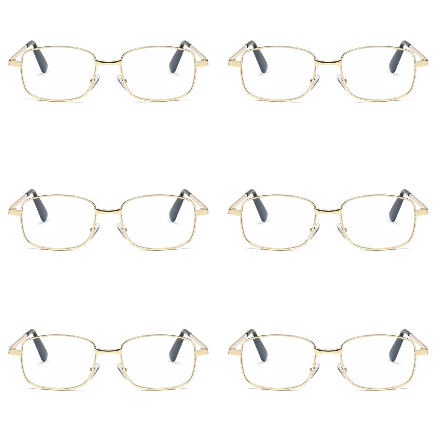 6 PK Mens Womens Metal Frame Clear Lens Reading Glasses Fashion Classic Readers