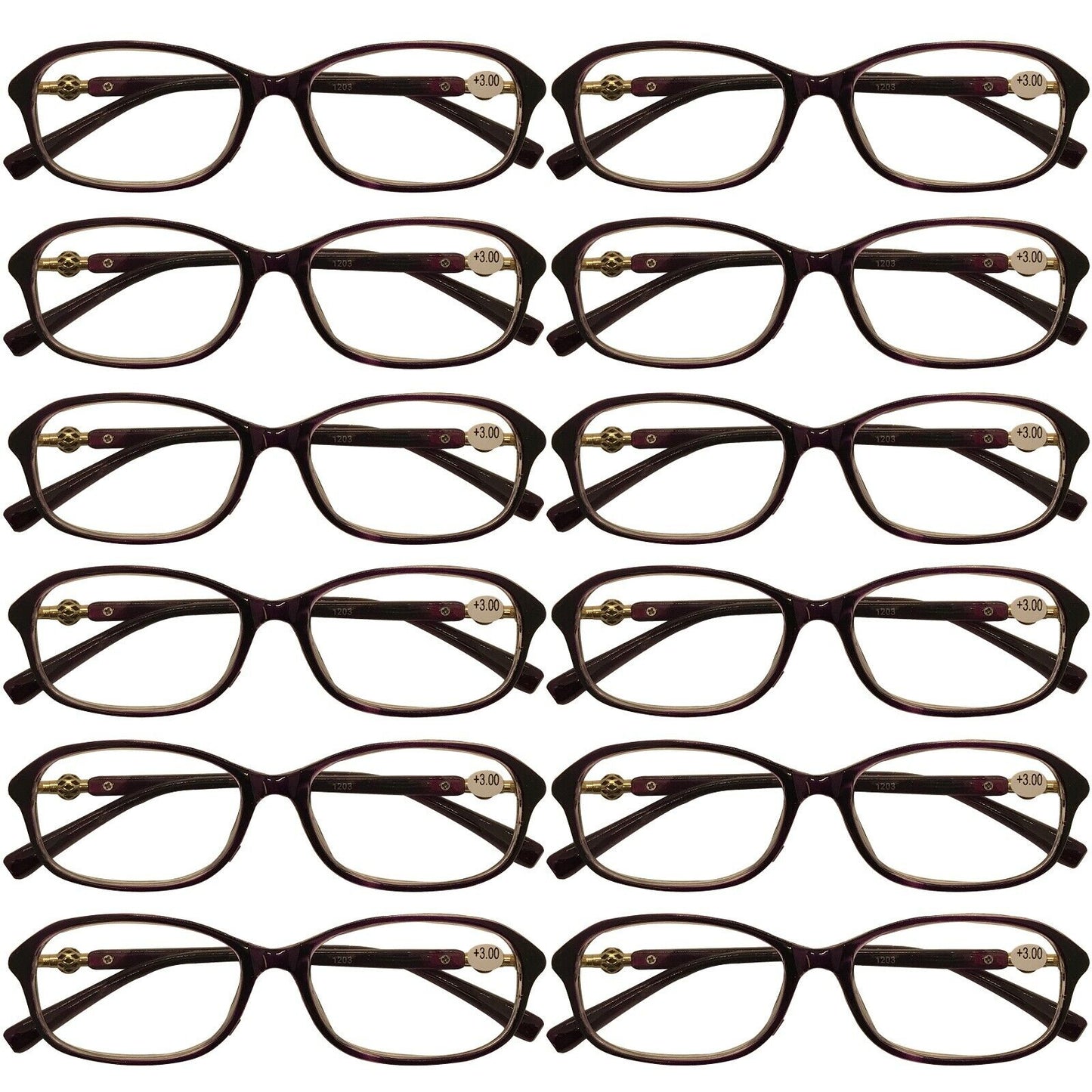 12 Packs Womens Oval Frame Reading Glasses Lightweight Classic Style Readers