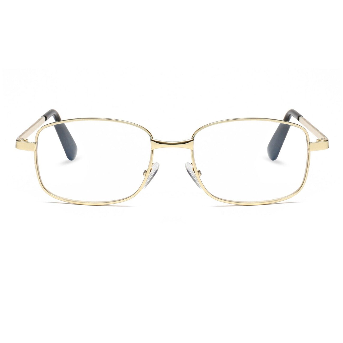 2 Pair Mens Square Metal Frame Golden Reading Glasses Classic Readers Eyeglasses