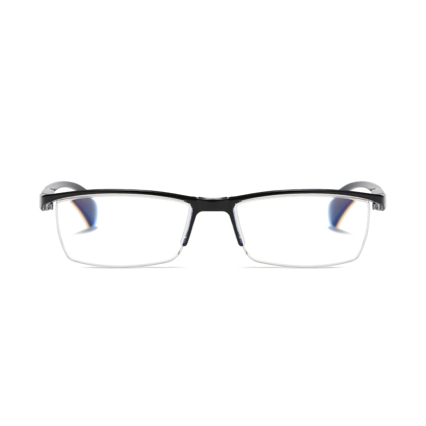 1 PK Mens Half Frame Spring Hinge Reading Glasses Blue Light Blocking Readers
