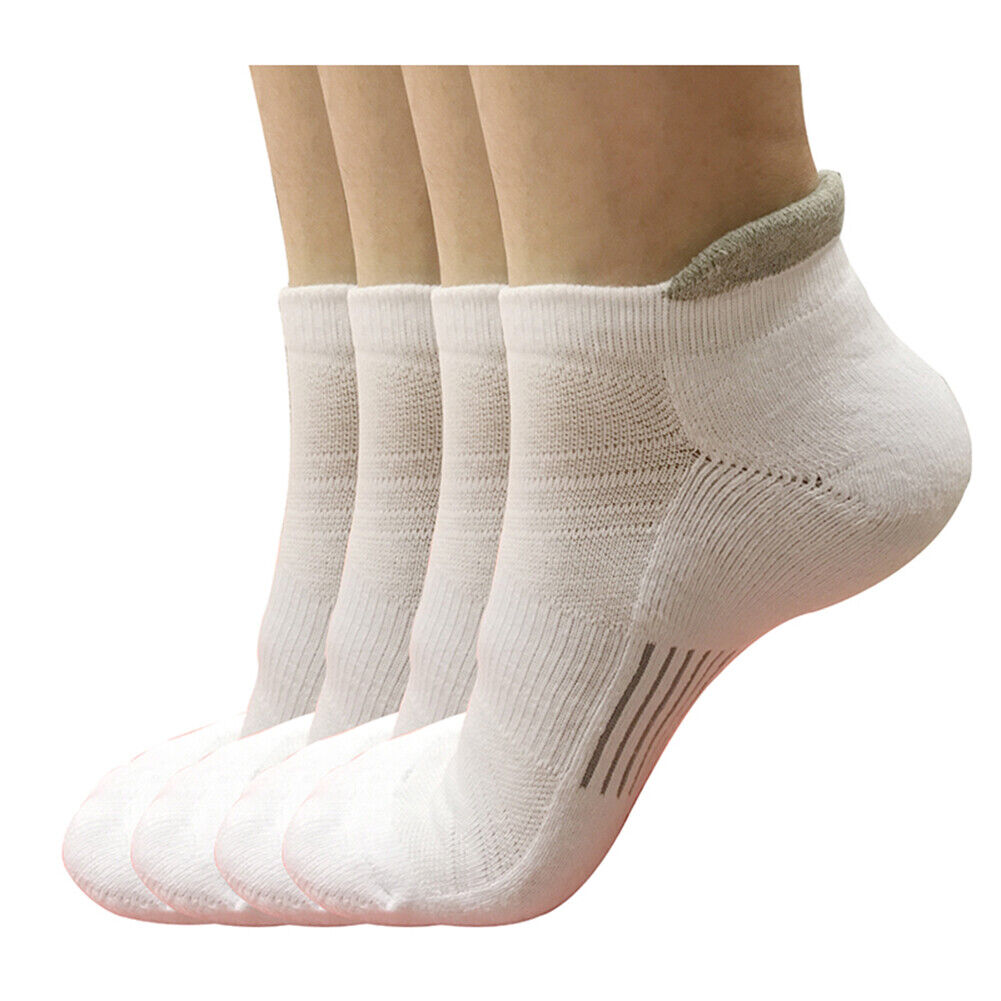 Lot 1-12 Mens Low Cut Ankle Cotton Athletic Cushion Sport Running Socks White