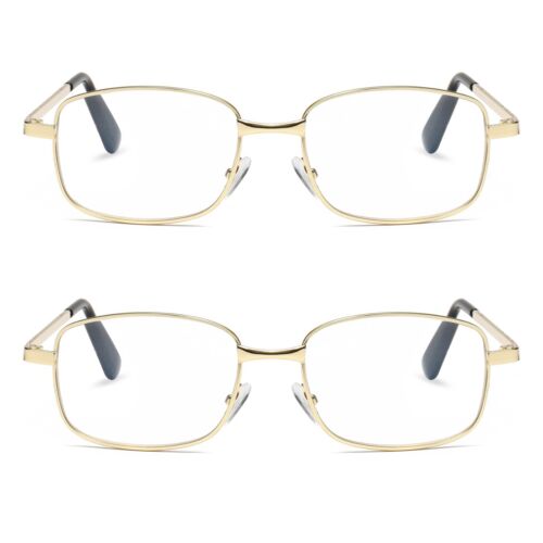 2 PK Mens Womens Metal Frame Clear Lens Reading Glasses Fashion Classic Readers