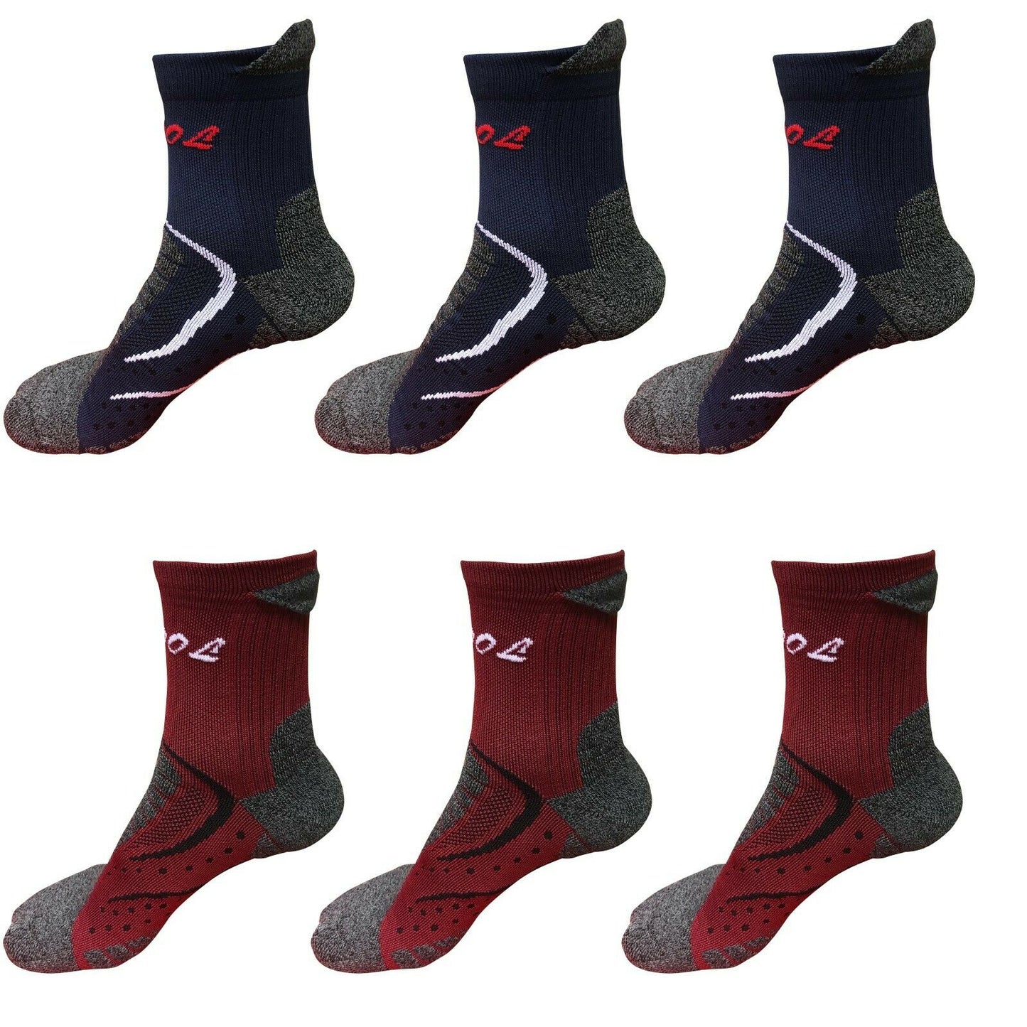 6 Pairs Mens Cotton Mid Crew Cushion Athletic Thick Socks for Work Sports Hiking - B&Q CO.