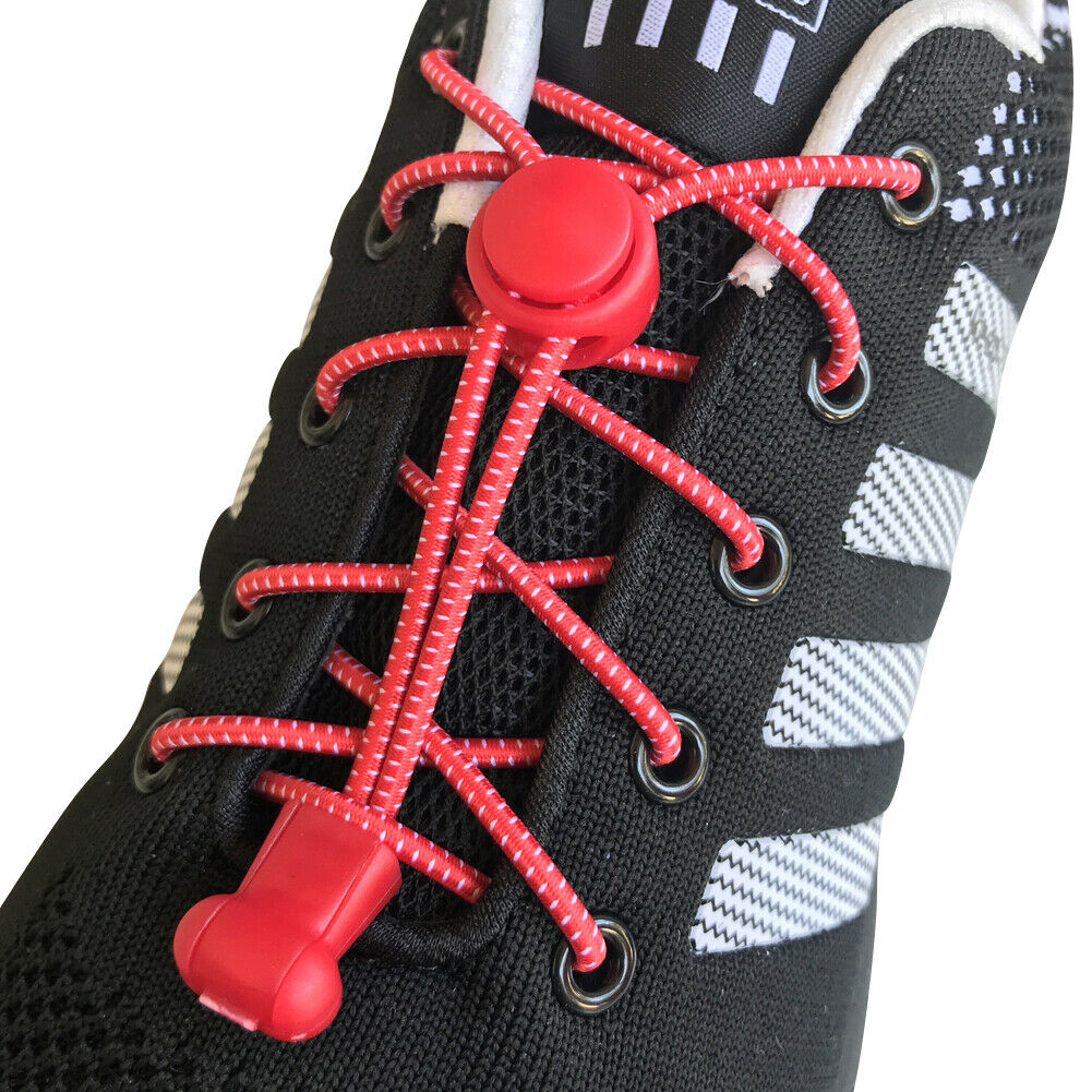 4 pairs red No Tie Elastic lock Shoe laces for running walking hiking cycling - B&Q CO.