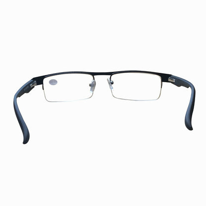 4 Pair Mens Metal Half Frame Rectangle Reading Glasses Spring Hinge Slim Readers