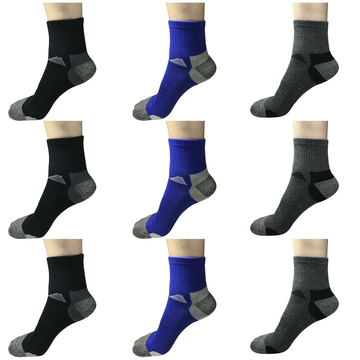 Lot 3-12 Mens Mid Cut Ankle Quarter Athletic Breathable Sport Cotton Socks 6-12