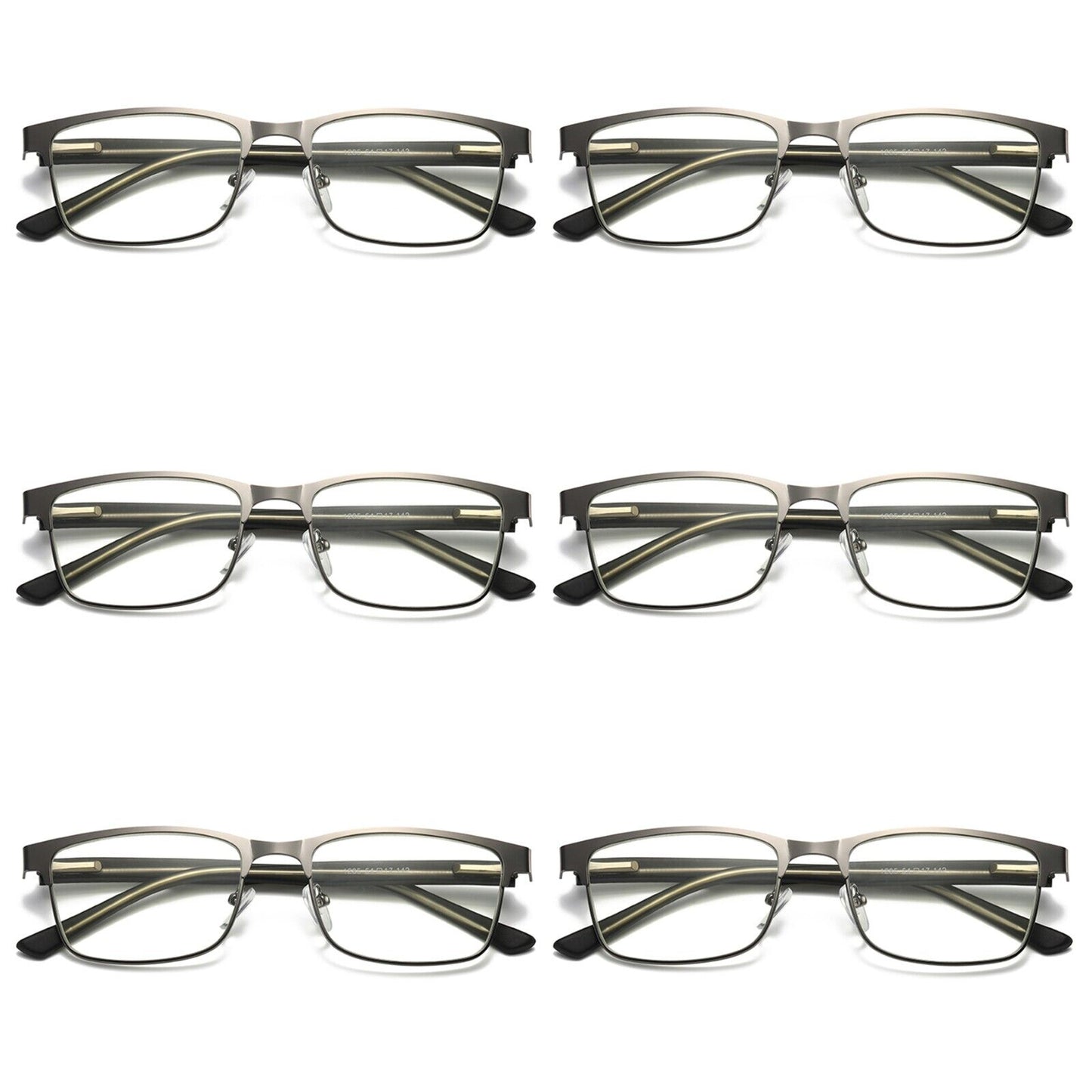 6 PK Mens Metal Frame Spring Hinge Blue Light Blocking Reading Glasses Readers