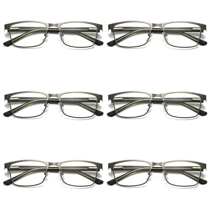 6 PK Mens Metal Frame Spring Hinge Blue Light Blocking Reading Glasses Readers