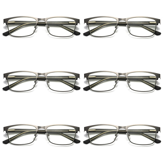 6 PK Mens Metal Frame Spring Hinge Blue Light Blocking Reading Glasses Readers