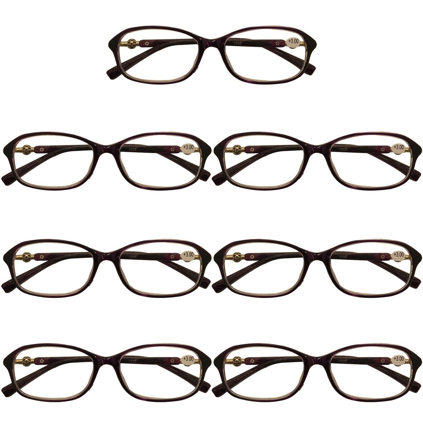 7 Packs Womens Oval Frame Reading Glasses Lightweight Classic Style Readers