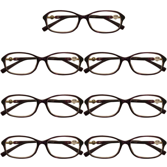 7 Packs Womens Oval Frame Reading Glasses Lightweight Classic Style Readers