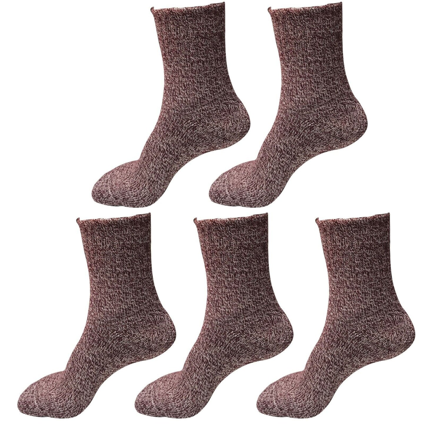 5 Pairs Womens Soft Winter Wool Thick Knit Thermal Warm Crew Cozy Boot Socks