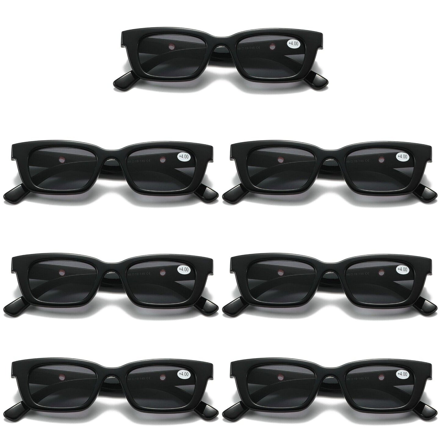 7 PK Black Unisex Full Lens Tinted Sun Readers Reading Sunglasses UV400 Protect