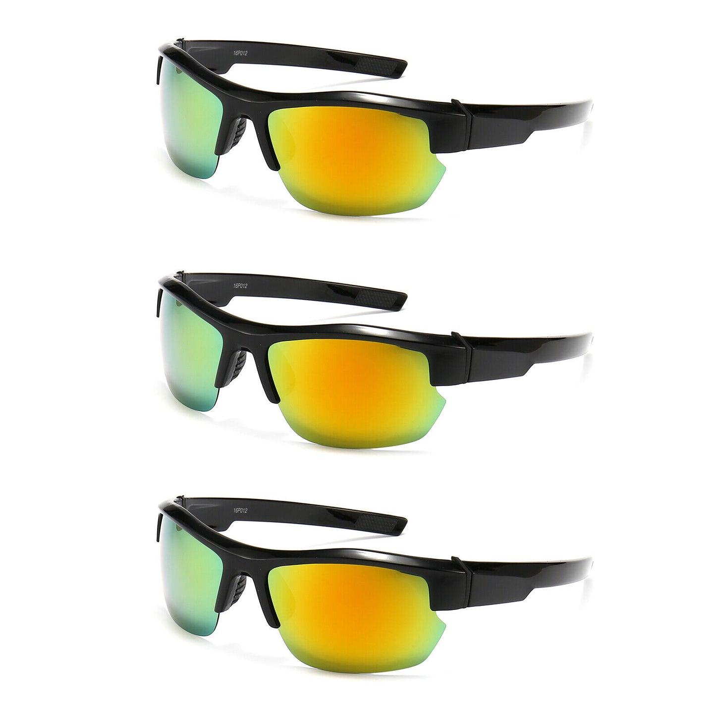 3PK Men Sport Sunglasses Polarized Eyewear Glasses for Cycling Driving Fishing