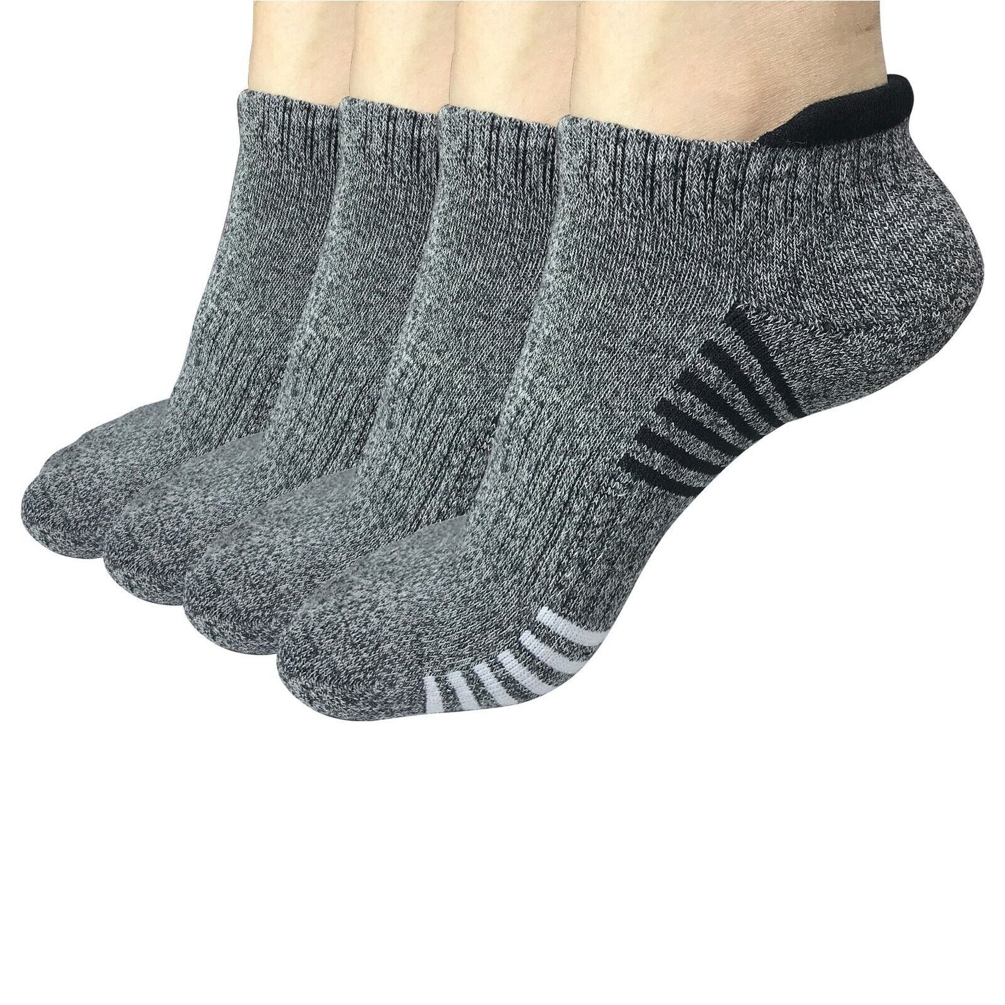 4 Pair Mens Low Cut Ankle Breathable Cotton Cushion Athletic Running Sport Socks