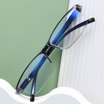 3 PK Mens Half Frame Spring Hinge Reading Glasses Blue Light Blocking Readers