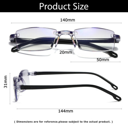 10PK Mens Rectangular Rimless Blue Light Blocking Reading Glasses Unisex Readers