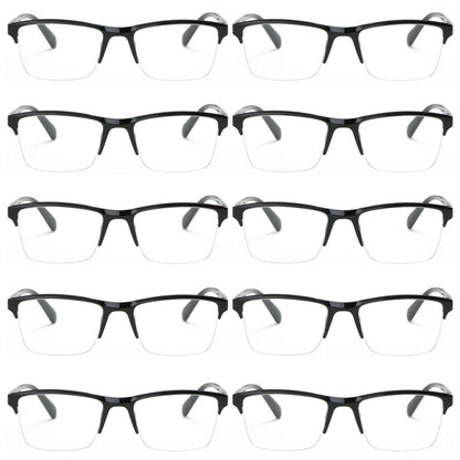 10 Packs Men Women Unisex Square Half Frame Reading Glasses Spring Hinge Readers