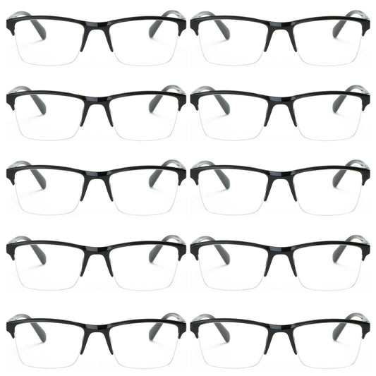 10 Packs Men Women Unisex Square Half Frame Reading Glasses Spring Hinge Readers