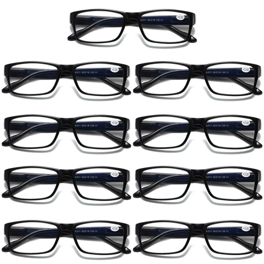 9 PK Mens Unisex Blue Light Blocking Reading Glasses Black Spring Hinge Readers