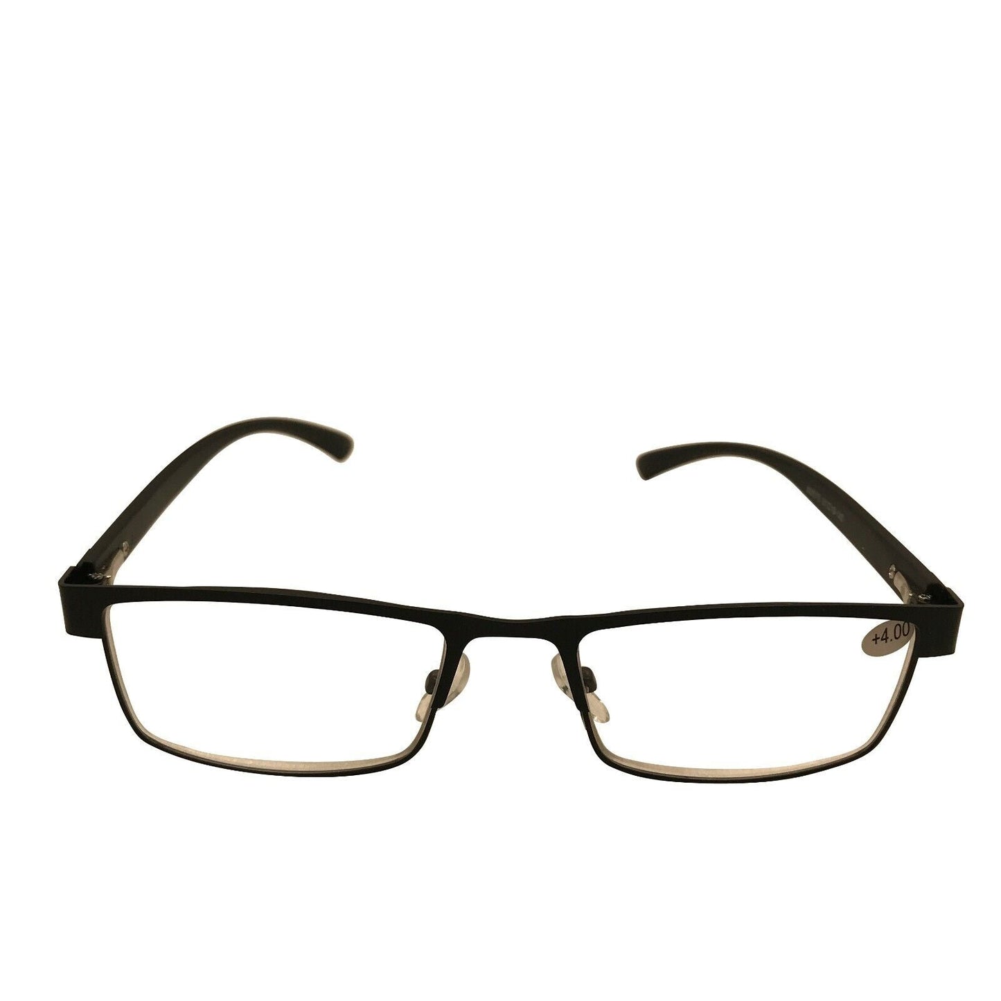 12 Packs Mens Rectangle Metal Frame Reading Glasses Black Spring Hinge Readers