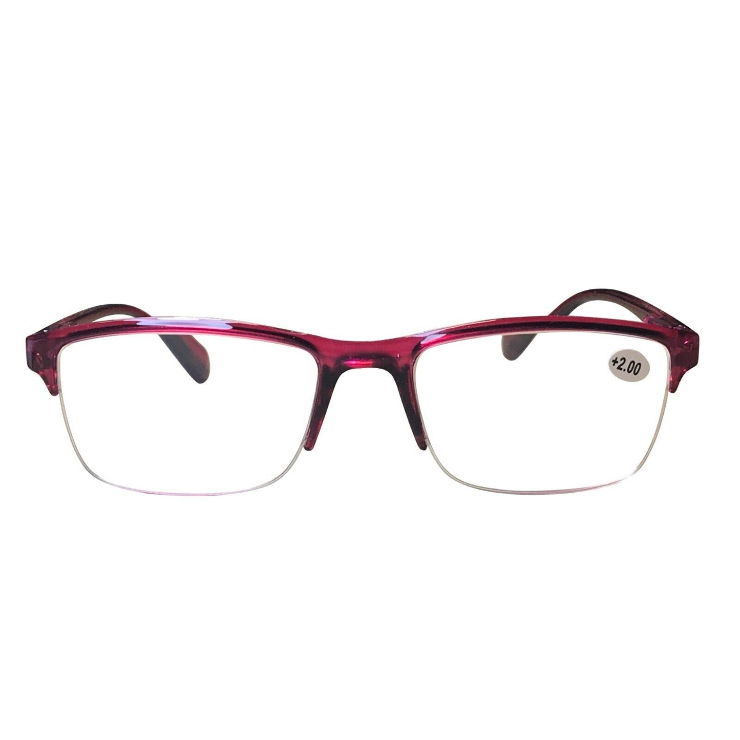 1 Pair Womens Half Frame Square Classic Reading Glasses Red Spring Hinge Readers