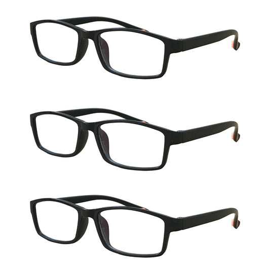 3 Packs Mens Womens Rectangle Frame Reading Glasses Classic Style Black Readers