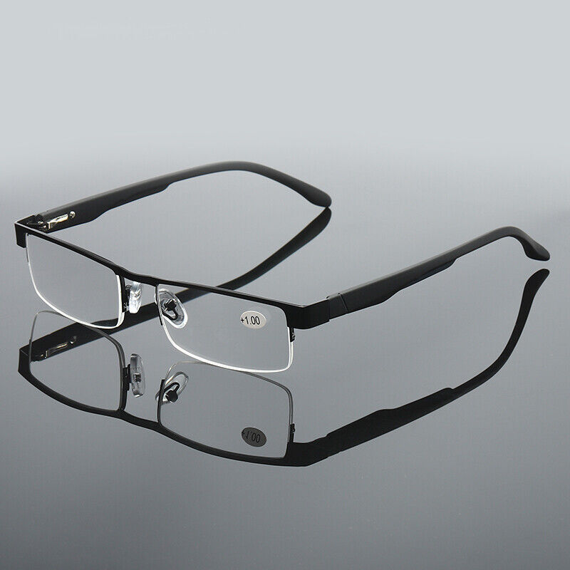 6 Pairs Mens Metal Black Frame Rectangular Reading Glasses Spring Hinge Readers