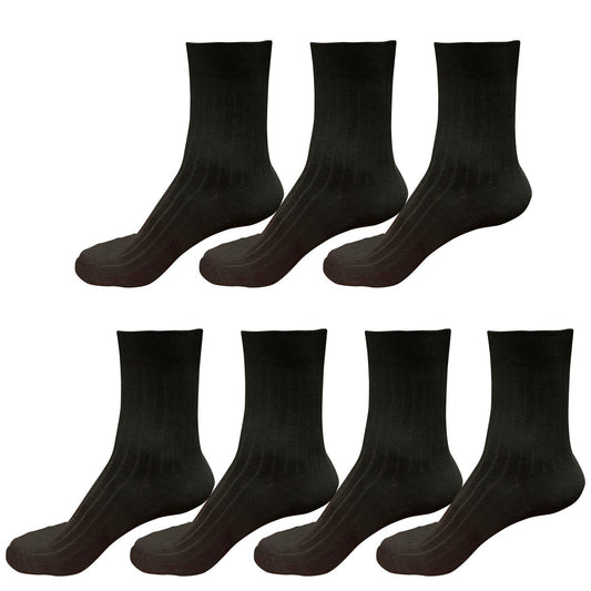 Lot 7 pairs Mens Classic Fashion Cotton Casual Solid Crew Dress Socks Size 6-10