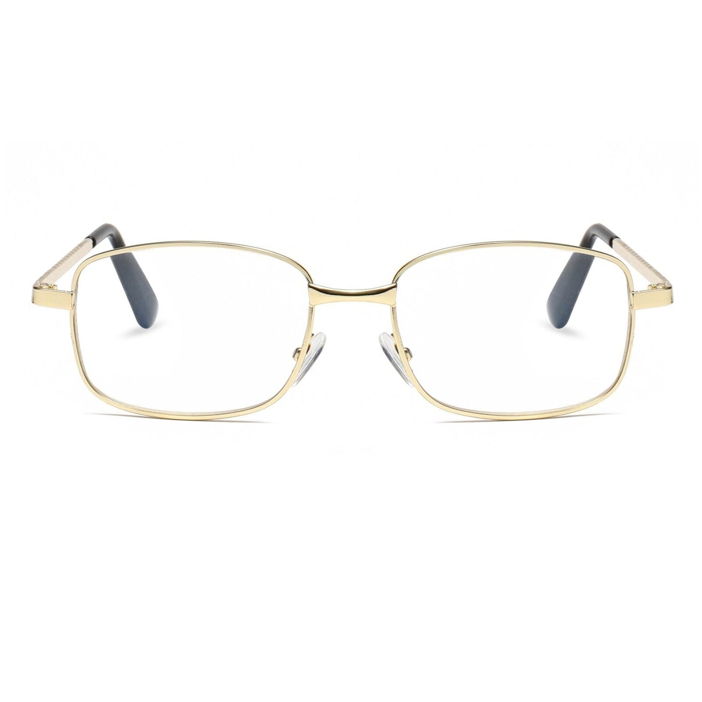 1 Pair Mens Square Metal Frame Golden Reading Glasses Classic Readers Eyeglasses