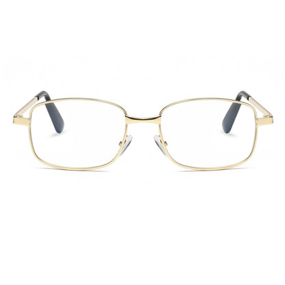 1 Pair Mens Square Metal Frame Golden Reading Glasses Classic Readers Eyeglasses