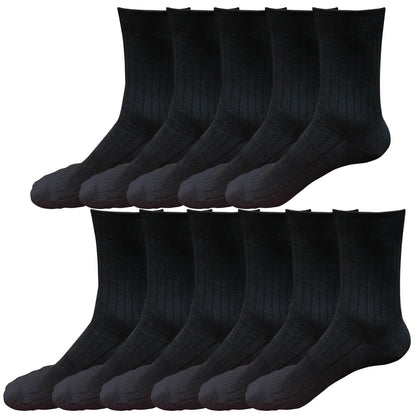 11 pairs 98% Cotton Mens Comfortable Casual Crew Dress Socks Mid Calf Size 9-11