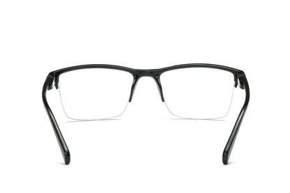 2 Packs Mens Unisex Half Frame Square Reading Glasses Black Spring Hinge Readers