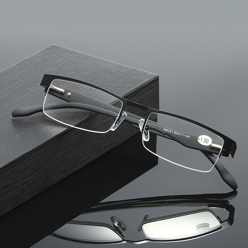 10Pair Mens Metal Half Frame Rectangle Reading Glasses Spring Hinge Slim Readers