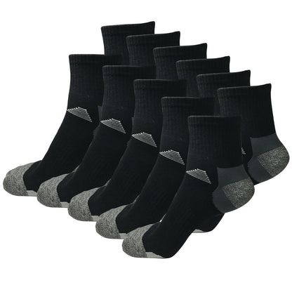 11 Pairs Mens Mid Cut Ankle Quarter Athletic Casual Sport Cotton Socks Size 6-12