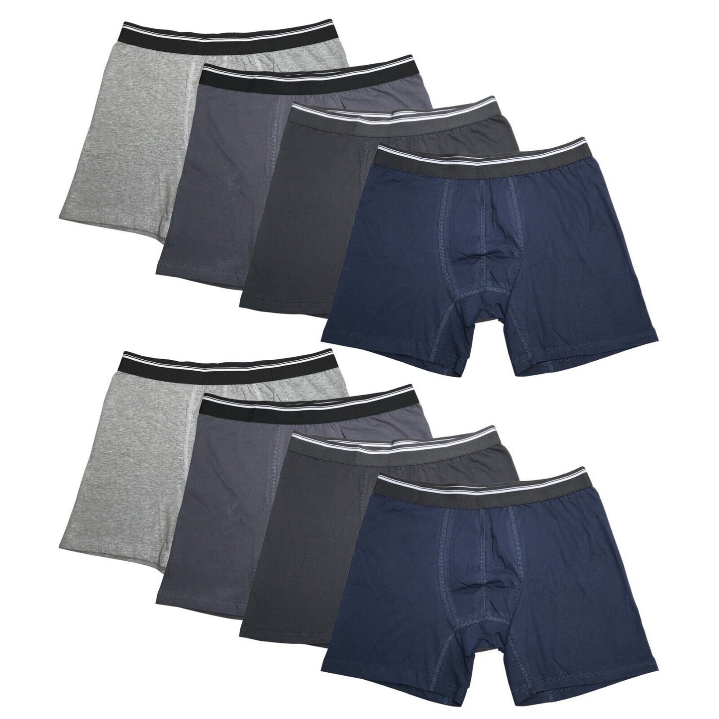 8PK Assorted Mens Cotton Boxer Briefs Comfort Flexible Soft Waistband Underwear