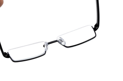 2PK Men Half Metal Frame Reading Glasses Blue Light Readers for Small Head Face