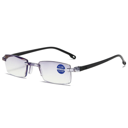 12PK Mens Rectangular Rimless Blue Light Blocking Reading Glasses Unisex Readers